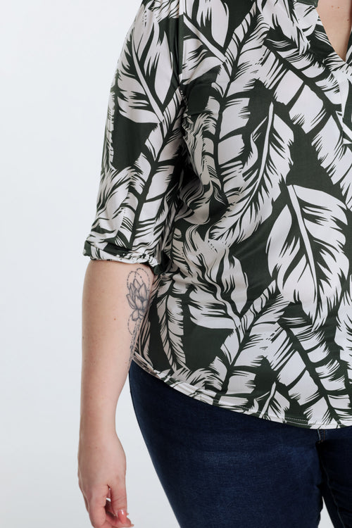  T-Shirt mit Blätter-Print-Paprika-6