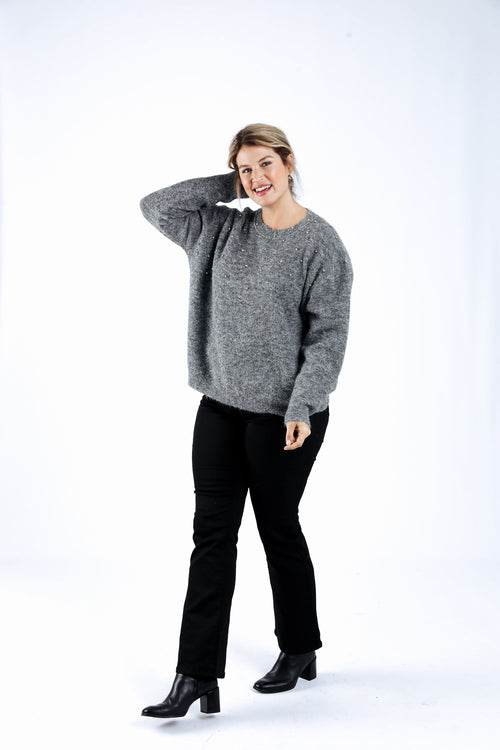 Uni-Pullover mit Strassdetails-Paprika-5