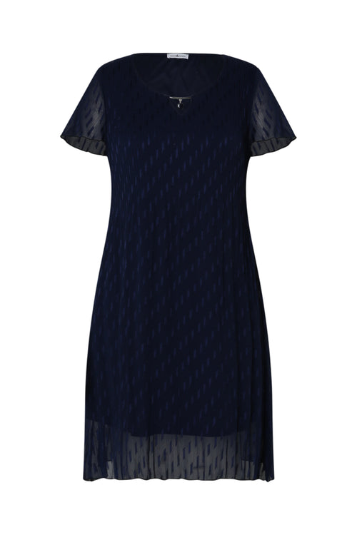 Kurzes einfarbiges Kleid aus plissiertem Voile-Paprika-10