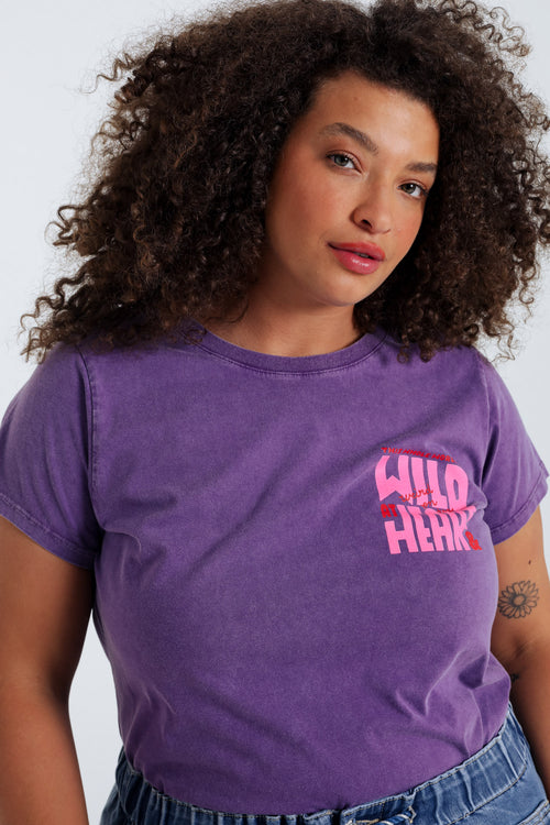 T-Shirt aus einfarbigem Baumwollstoff mit dem Aufdruck Wild heart-Paprika-6