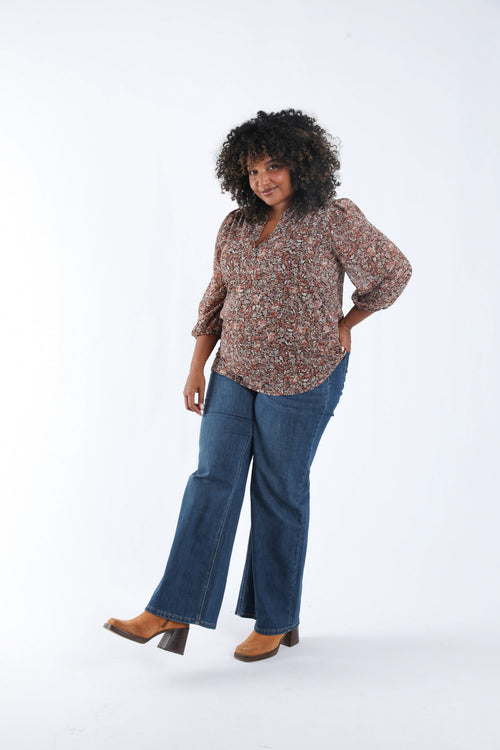 Bluse mit Blattmuster und Lurex-Paprika-8