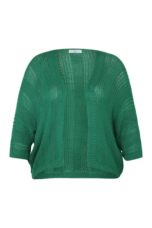 Einfarbige Lochstrickweste-Paprika-10