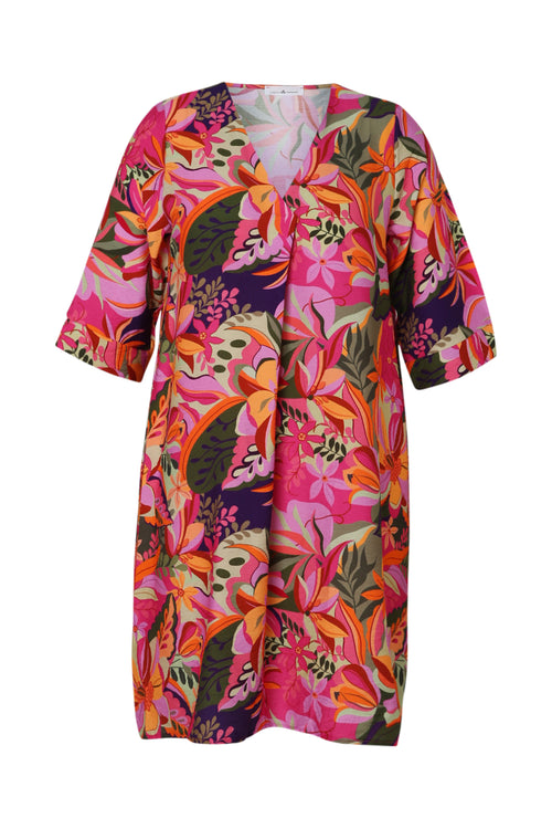 Kleid Tunika aus bedruckter Viskose-Paprika-1