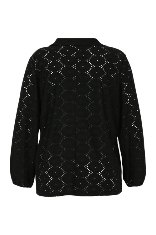 Unifarbenes T-Shirt mit durchbrochenen Blumen-Paprika-11