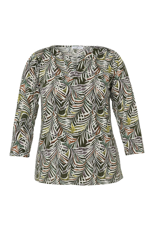 T-shirt en maille froide imprimé feuilles-Paprika-10