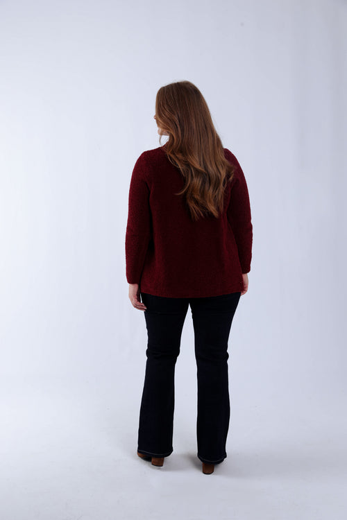 Unifarbene Strickjacke aus Bouclé-Strick-Paprika-2