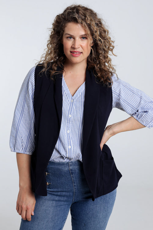 Einfarbiger Blazer-Weste-Paprika-1