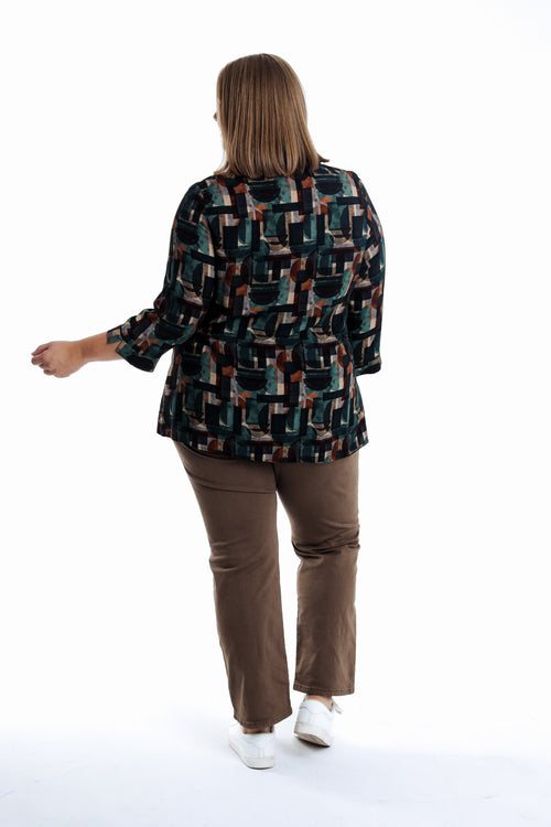 Bluse aus bedrucktem Viskosestoff mit grafischem Muster-Paprika-2