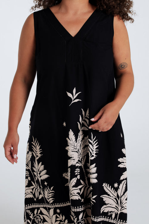 Druckkleid aus Viskose mit Blattmuster-Paprika-6