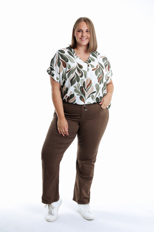 Bluse aus Viskose mit Blattmuster-Paprika-7