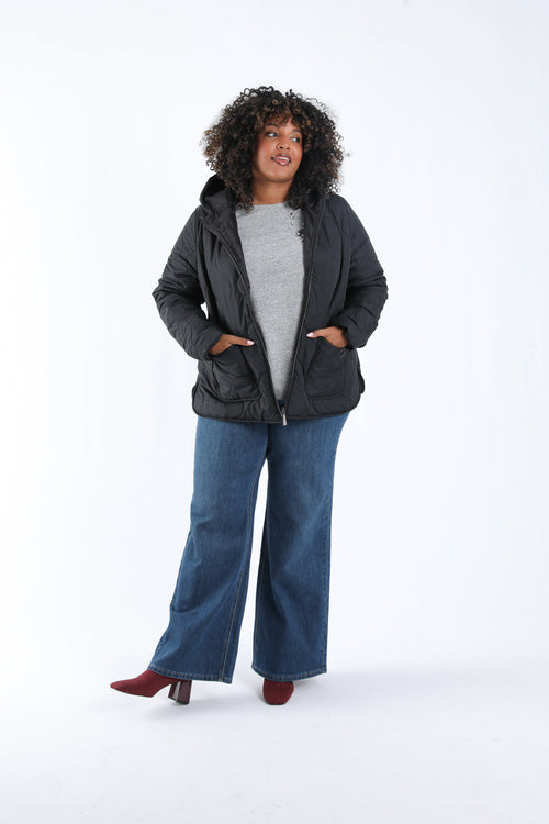 Kurz geschnittene einfarbige Daunenjacke-Paprika-8