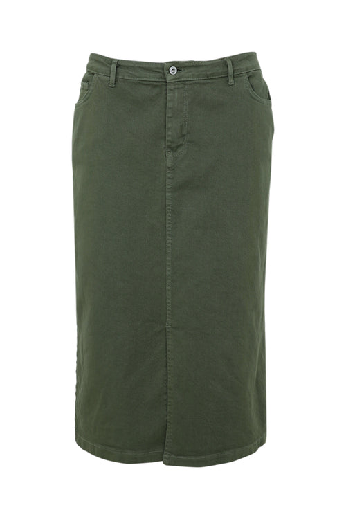 Halblanger, unifarbener Rock mit Schlitz vorne-Paprika-10