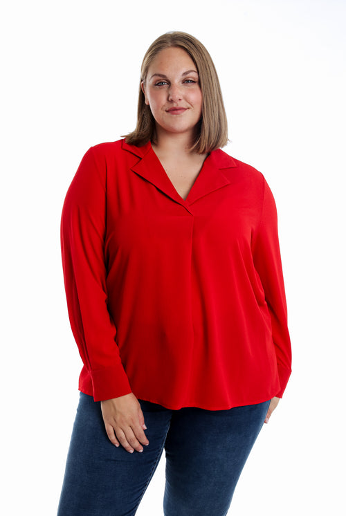 Uni Bluse mit Reverskragen-Paprika-1