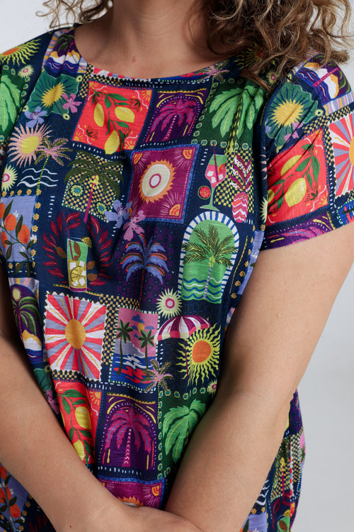 Druck-T-Shirt mit Dschungel- und Tropenmuster-Paprika-6