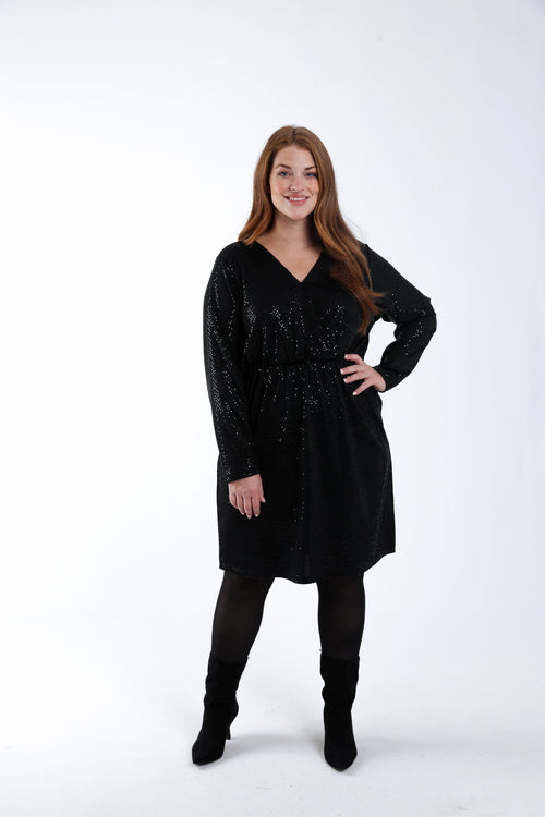 Kurzes Kleid mit Glitzereffekt-Paprika-1