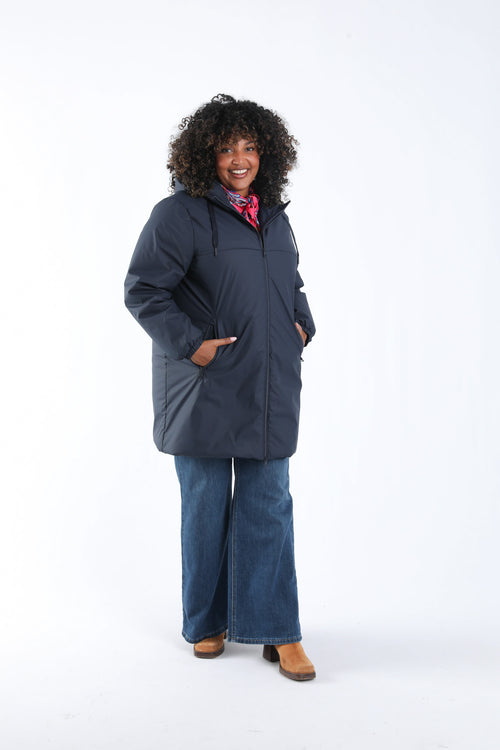 Leichter einfarbiger Midilanger Parka-Paprika-9