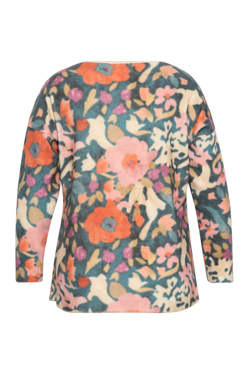 T-shirt maille chaude imprimé fleuri-Paprika-9