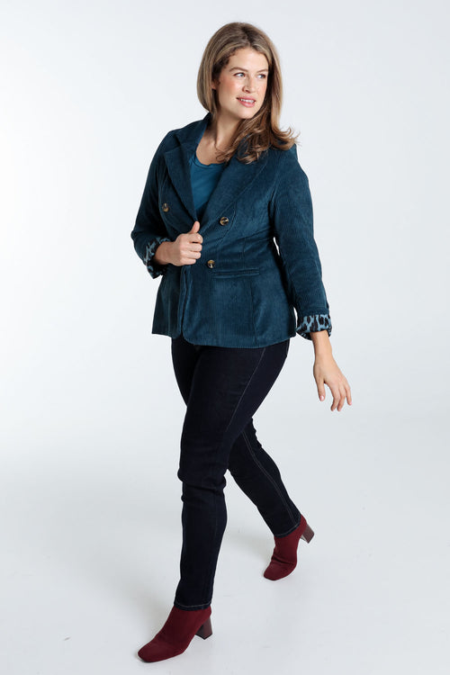 Kurzer, unifarbener Blazer aus Samt mit Animal-Print-Futter-Paprika-9