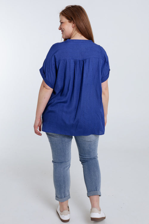 Bluse aus Viskose mit Lurexstreifen-Paprika-2