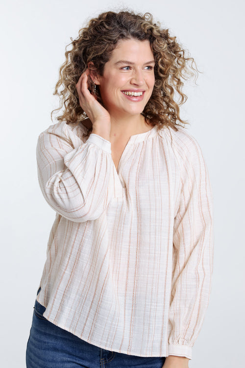 Gestreifte Bluse mit Lurex-Paprika-1