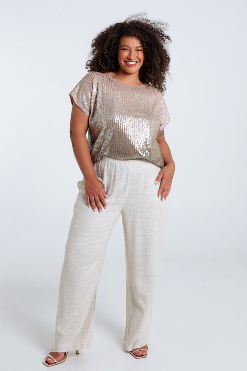 Leinen- und Viskosehose mit Lurex-Details-Paprika-9