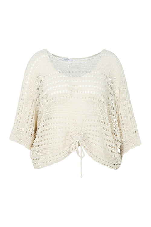 Kurzer, unifarbener Pullover aus Viskose-Paprika-10