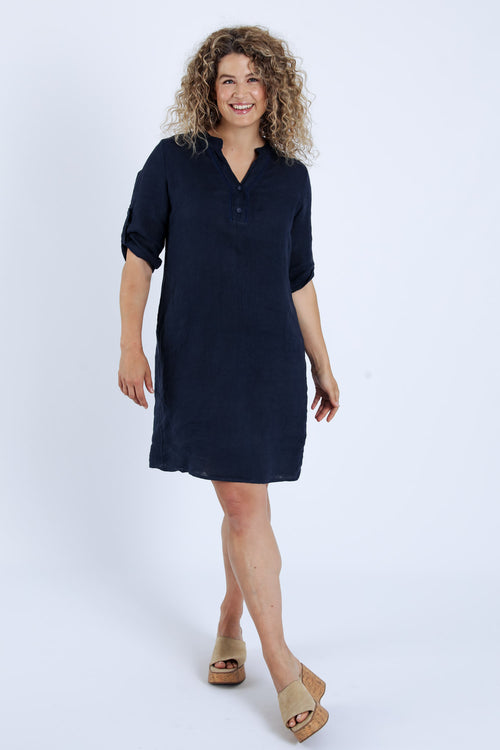 Leinen-Tunika-Kleid uni-Paprika-8