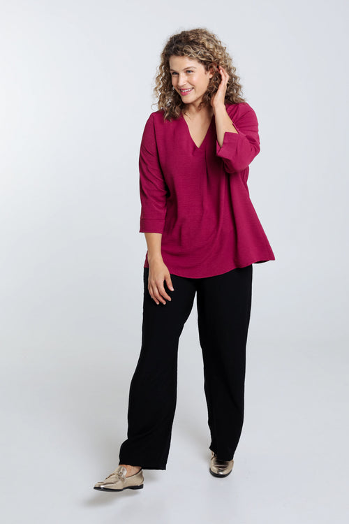 Locker geschnittene, unifarbene Bluse-Paprika-7