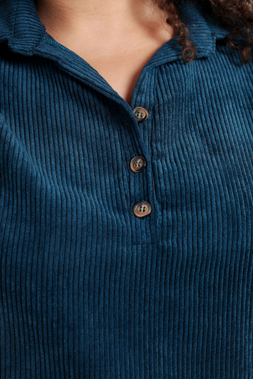 Kurzes, unifarbenes Cordkleid mit aufgestickten Taschen-Paprika-4