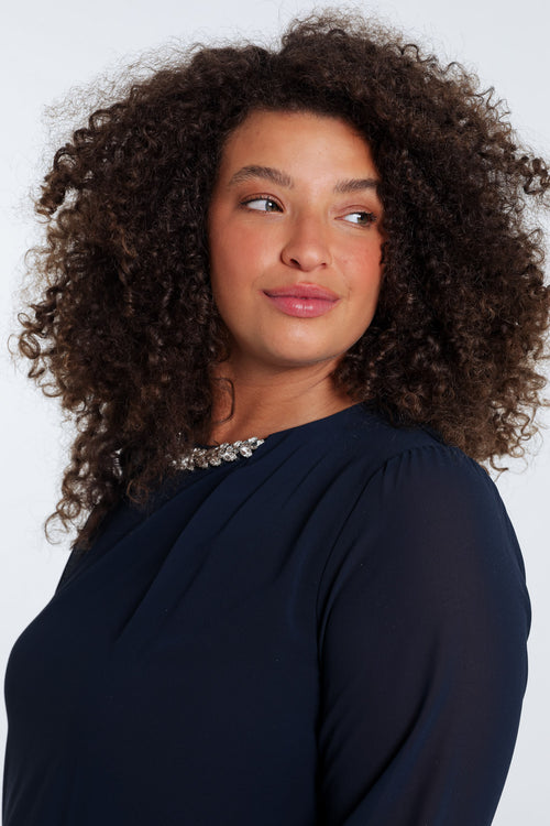 Einfarbige Bluse mit Schmuck-Paprika-6