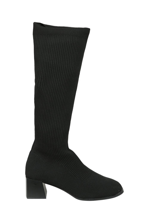 Gestrickte, weite Wadenstiefel mit Blockabsatz-Paprika-6