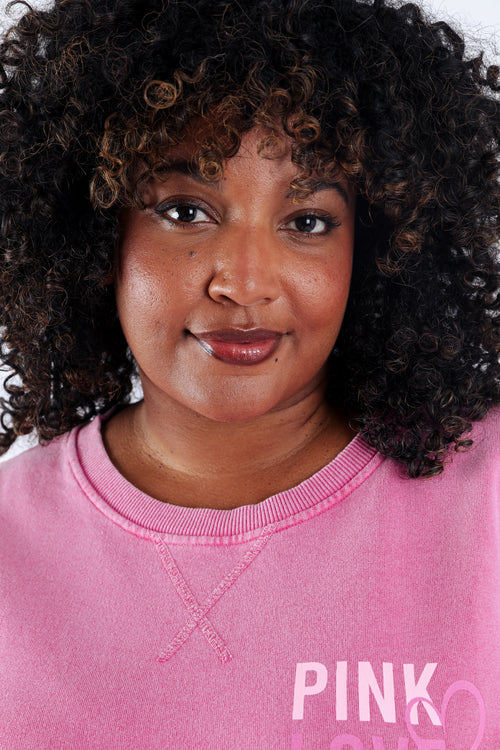 Sweat en coton Pink love octobre rose-Paprika-4