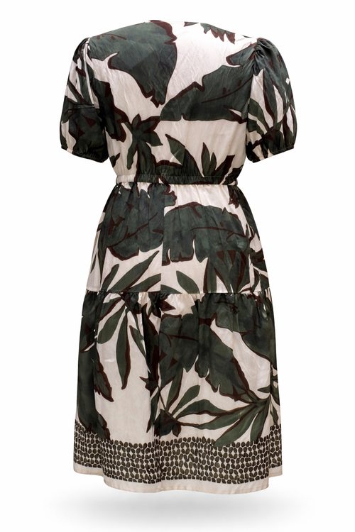 Kleid aus Viskose mit Blattmuster-Paprika-11