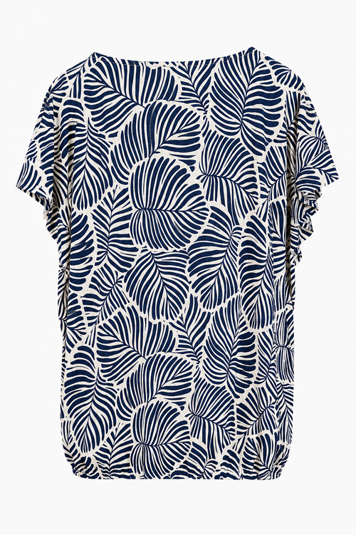 T-shirt en maille froide imprimé feuilles-Paprika-1