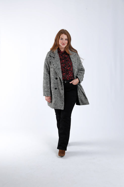 Bedruckte Lavallière-Bluse mit Blattmuster und Lurex-Paprika-9