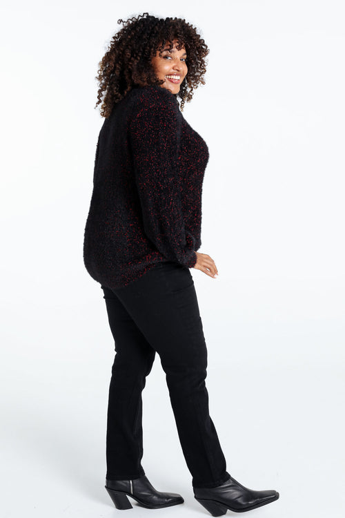 Schlichter Popcorn-Strickpullover-Paprika-2