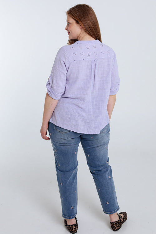 Bluse aus einfarbigem Baumwollvoile-Paprika-2