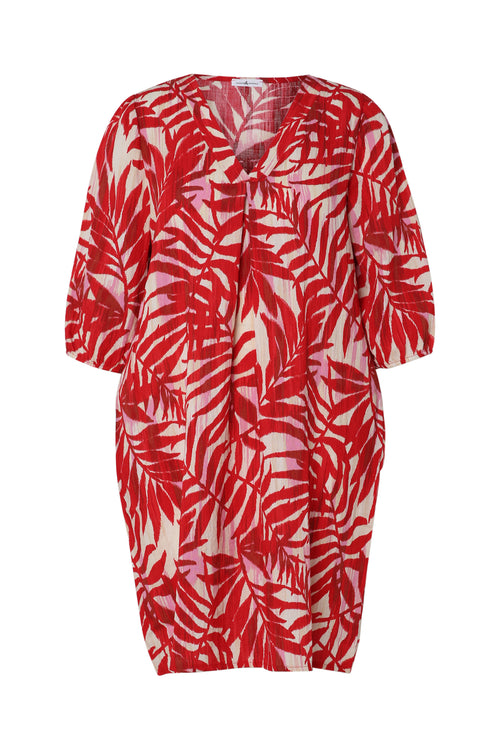 Kleid aus Viskose mit Blattdruck-Paprika-10