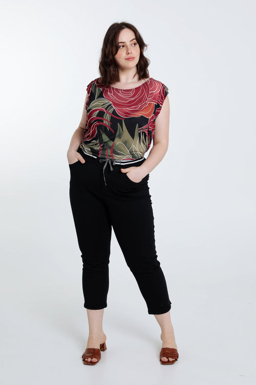 Unifarbene Slim-Fit-3/4-Jeggings „Lolly“ mit 5 Taschen-Paprika-6