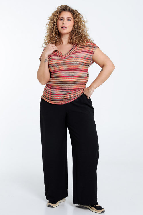 Gestreiftes Spitzen-T-Shirt-Paprika-7