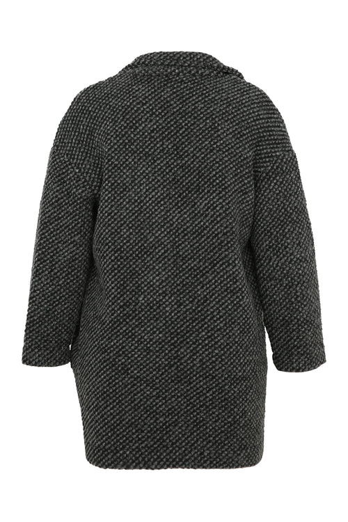 Kurze, unifarbene Jacke aus gesprenkeltem Stoff mit Wolle-Paprika-11