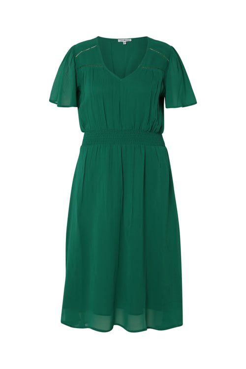Lange unifarbene Viskosekleid-Paprika-2