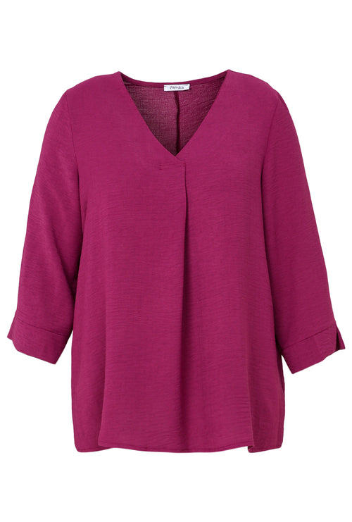 Locker geschnittene, unifarbene Bluse-Paprika-10