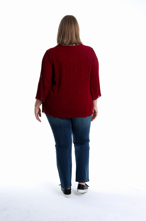 Blouse plissée unie-Paprika-2