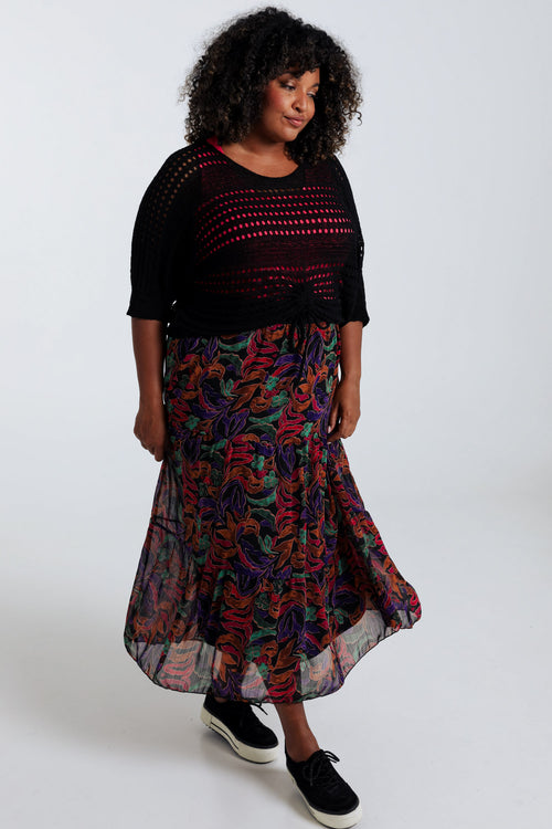 Kurzer, unifarbener Pullover aus Viskose-Paprika-7