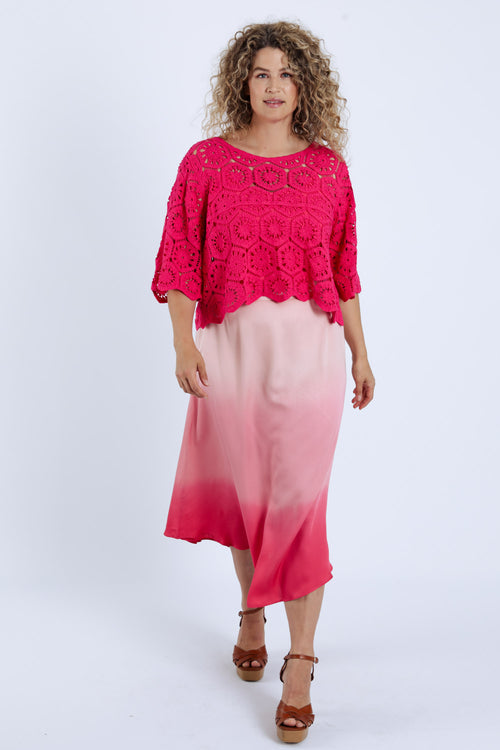 Midikleid aus Viskose mit Batikmuster-Paprika-8