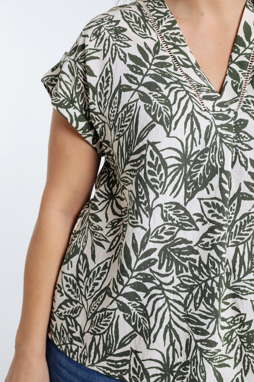 Bluse mit Blattmuster-Paprika-5