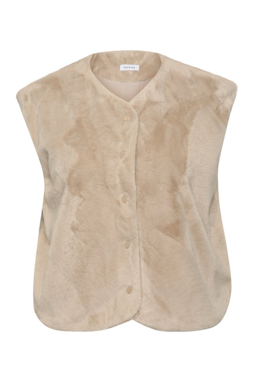 Gilet en fausse fourrure uni-Paprika-2