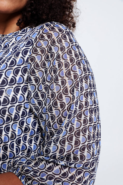 T-Shirt mit goldenem grafischem Muster-Paprika-6