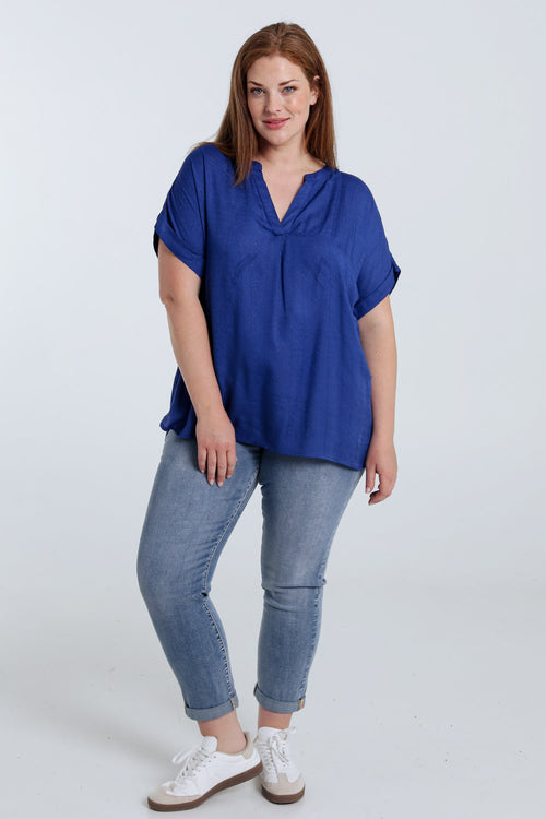 Bluse aus Viskose mit Lurexstreifen-Paprika-9